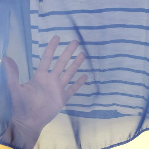 Soprano Striped Tank Top with Sheer Cover Up Womans Size S Blue White - Picture 4 of 8